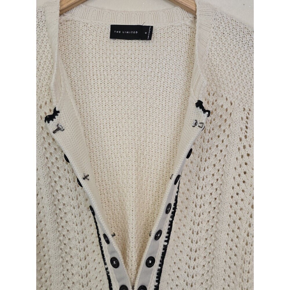 The Limited Cream Wool Blend Knit Button Front Cardigan Womens Size Medium - Picture 8 of 13